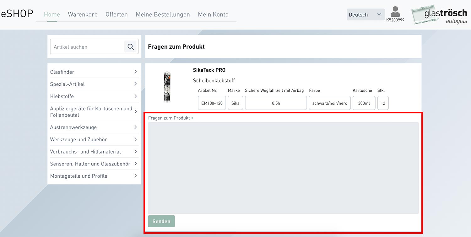 Produktfragen Glas Trösch Autoglas E-Shop